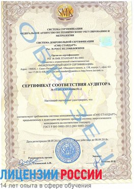 Образец сертификата соответствия аудитора №ST.RU.EXP.00006191-2 Нефтеюганск Сертификат ISO 50001